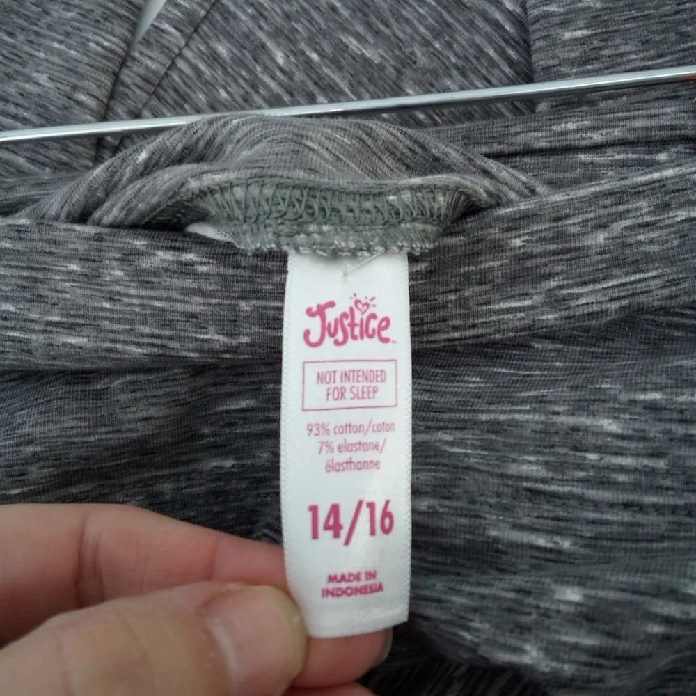 NWT Justice Full Length Gray Marled Leggings 14 16 Casual Athleasure